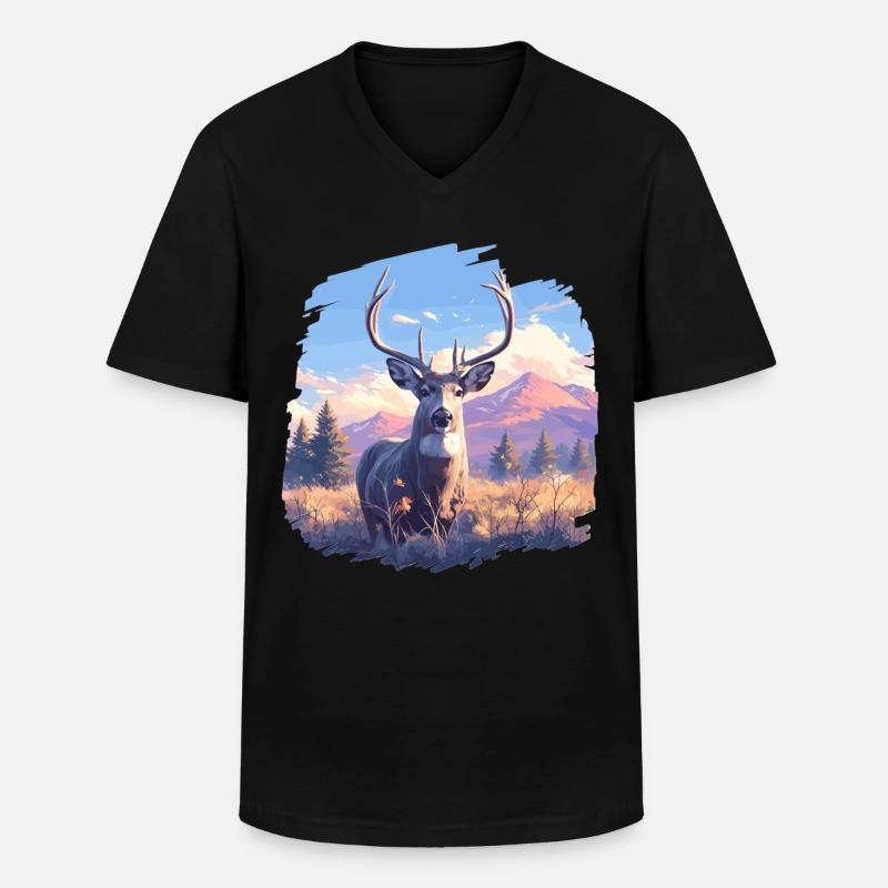 Deer Deer - Men's V-Neck T-Shirt - black