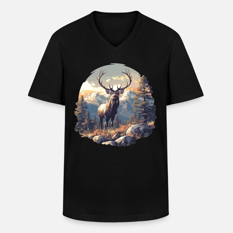 Deer Deer - Men's V-Neck T-Shirt - black