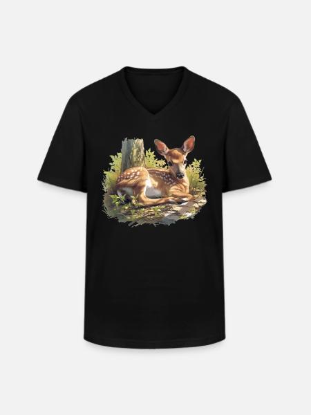 Hirsche Hirsch - Männer-T-Shirt mit V-Ausschnitt - Schwarz