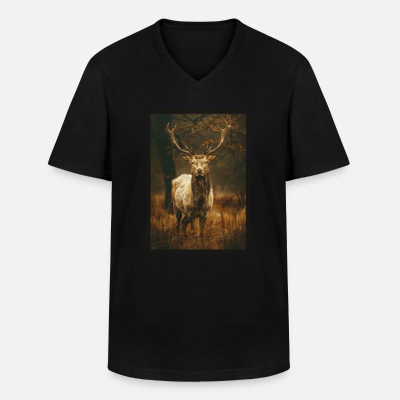 Hirsche Hirsch - Männer-T-Shirt mit V-Ausschnitt - Schwarz