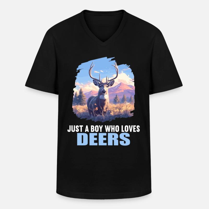 Hirsche Hirsch - Männer-T-Shirt mit V-Ausschnitt - Schwarz