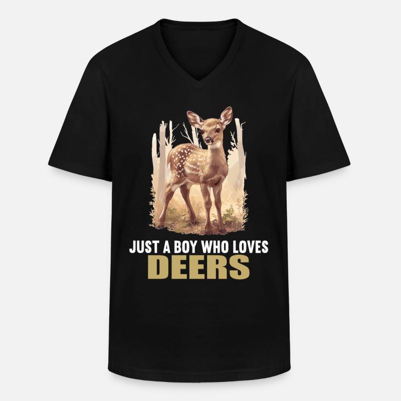 Hirsche Hirsch - Männer-T-Shirt mit V-Ausschnitt - Schwarz