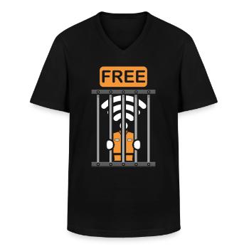 PC Funny Free Wireless PC Gift Computer - Men's V-Neck T-Shirt - black - Front - AI Model Male 178 dark (178cm)