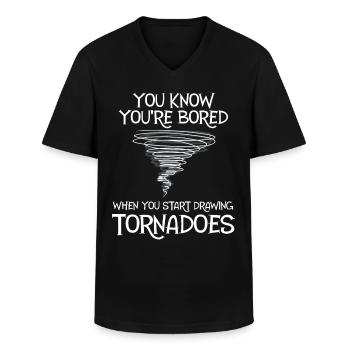 Funny Science Humor Nerd Geek Tornado - Men's V-Neck T-Shirt - black - Front - AI Model Male 178 dark (178cm)