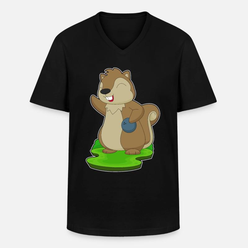 Eichhörnchen Bowling Bowlingkugel - Männer-T-Shirt mit V-Ausschnitt - Schwarz