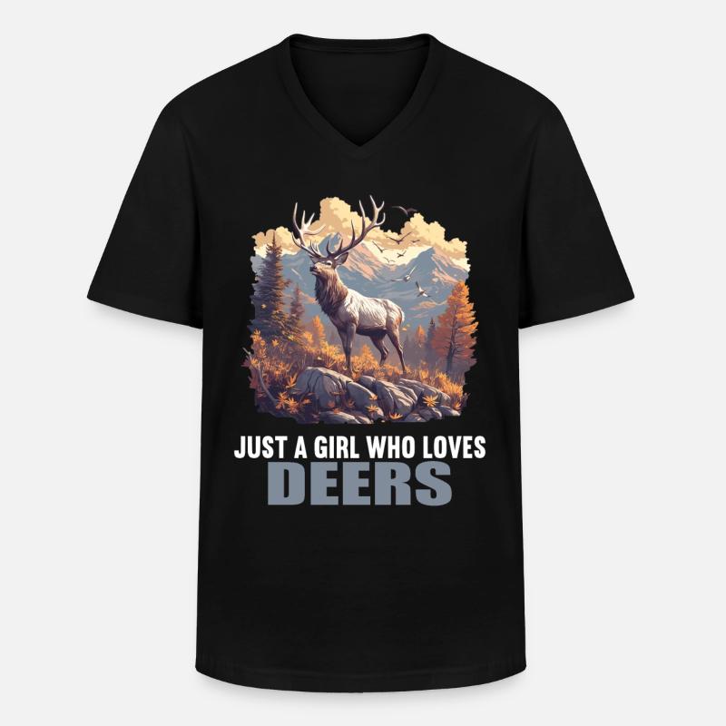 Hirsche Hirsch - Männer-T-Shirt mit V-Ausschnitt - Schwarz