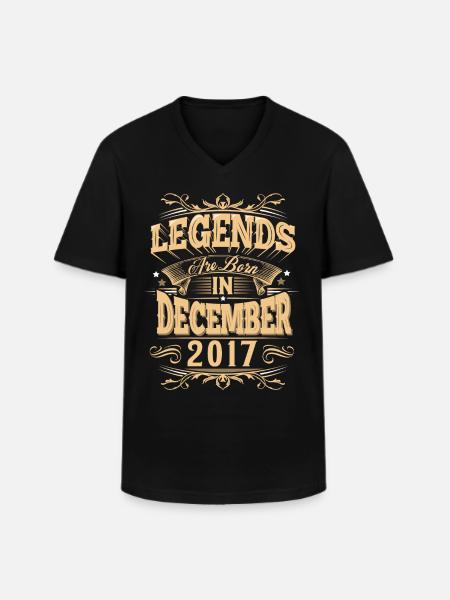 December 2017 Birthday Legend - Men's V-Neck T-Shirt - black