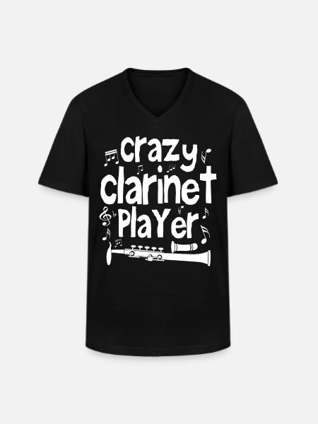 Crazy clarinet player - Men's V-Neck T-Shirt - black