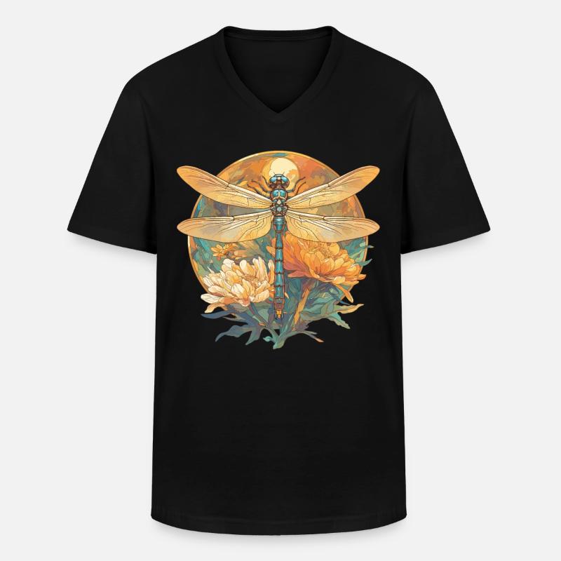 Libellen Libelle - Männer-T-Shirt mit V-Ausschnitt - Schwarz