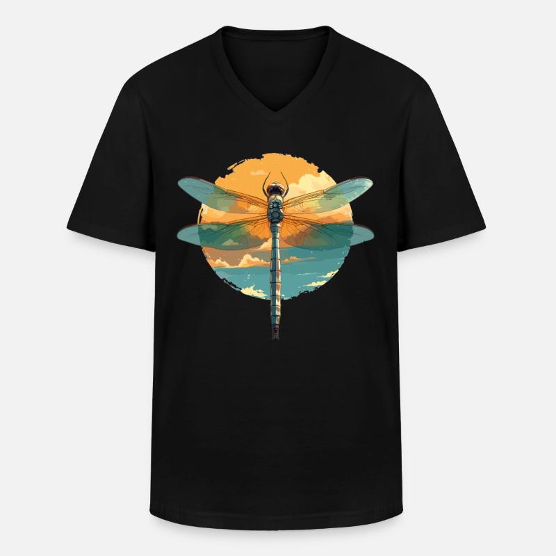 Libellen Libelle - Männer-T-Shirt mit V-Ausschnitt - Schwarz