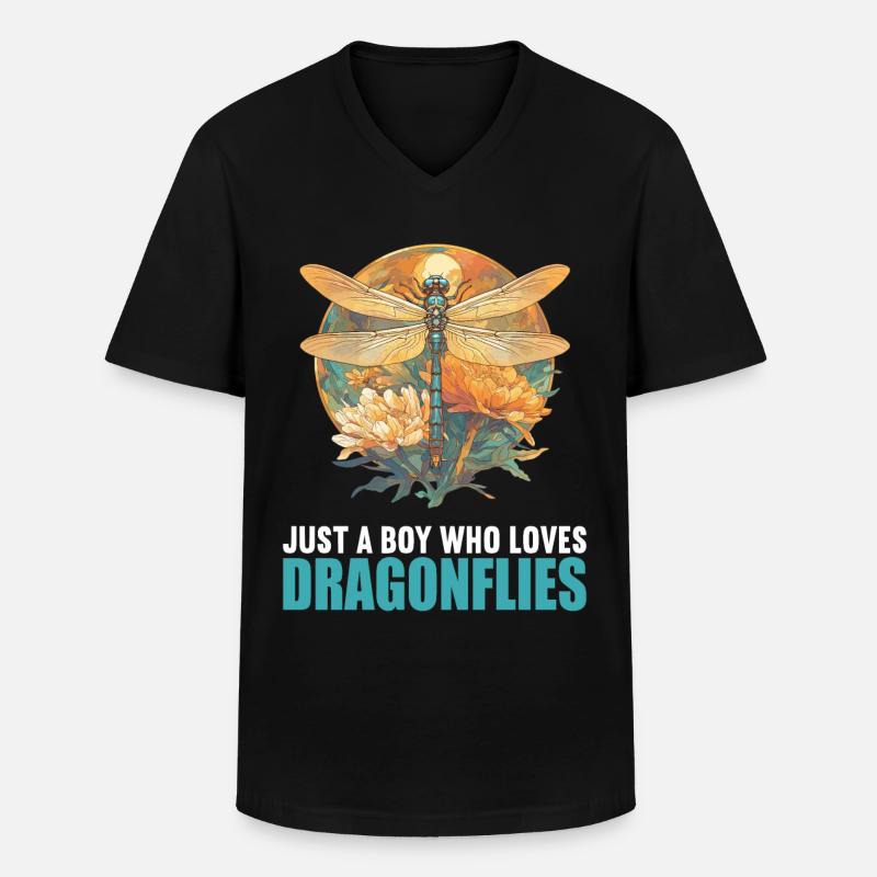 Libellen Libelle - Männer-T-Shirt mit V-Ausschnitt - Schwarz