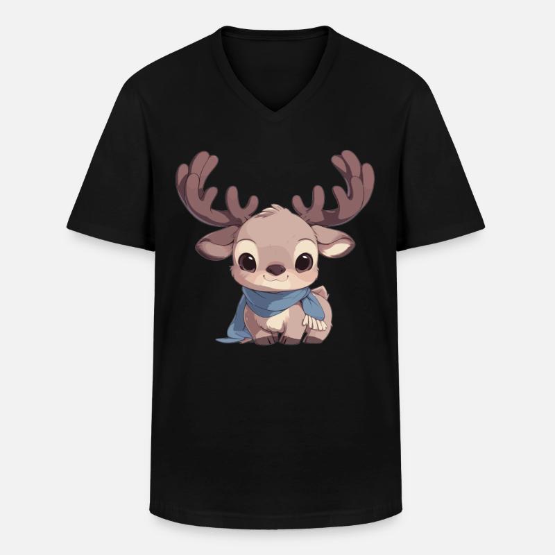 Elche Elch - Männer-T-Shirt mit V-Ausschnitt - Schwarz