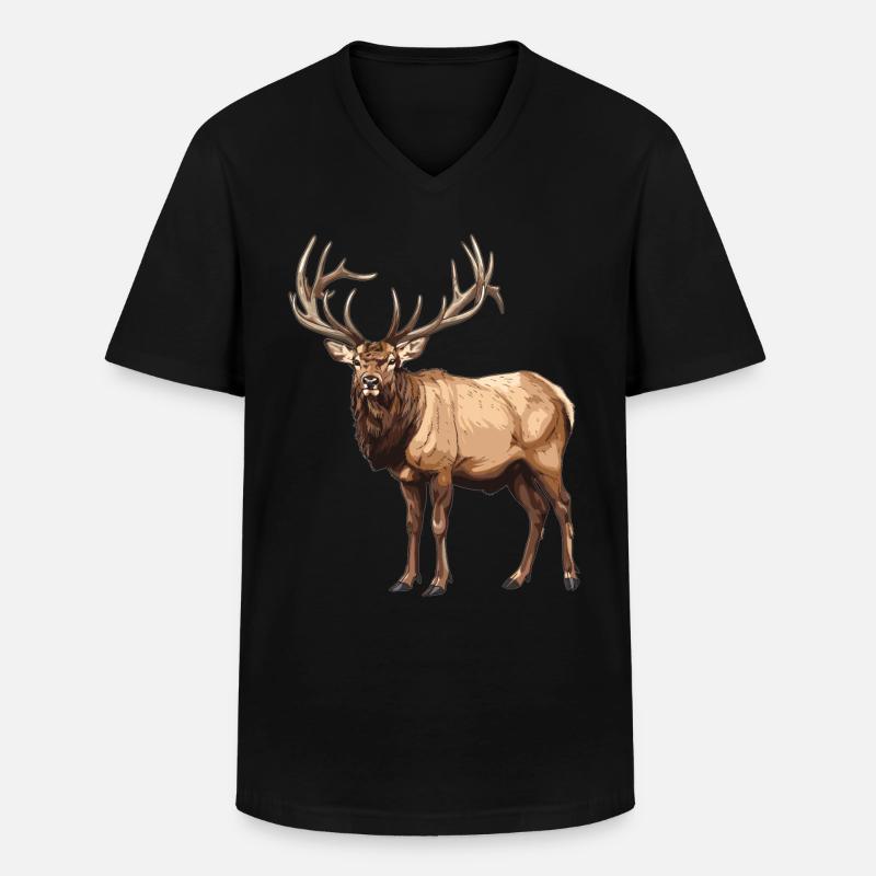 Elche Elch - Männer-T-Shirt mit V-Ausschnitt - Schwarz