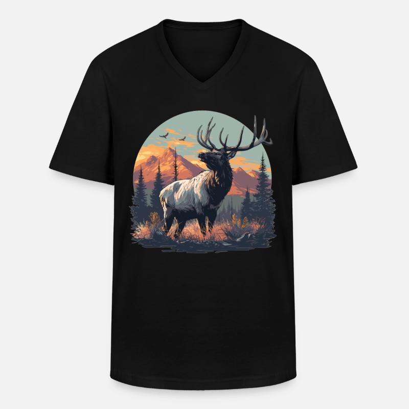 Moose Moose - Men's V-Neck T-Shirt - black