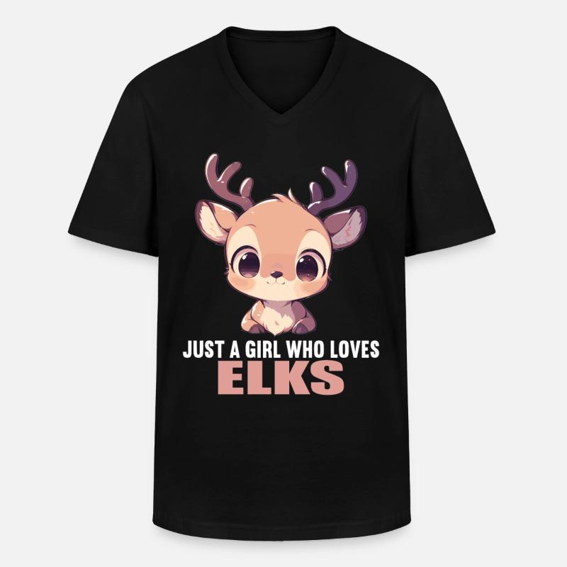 Elche Elch - Männer-T-Shirt mit V-Ausschnitt - Schwarz