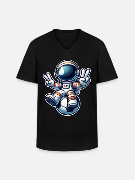 Soccer Astronaut - Men's V-Neck T-Shirt - black