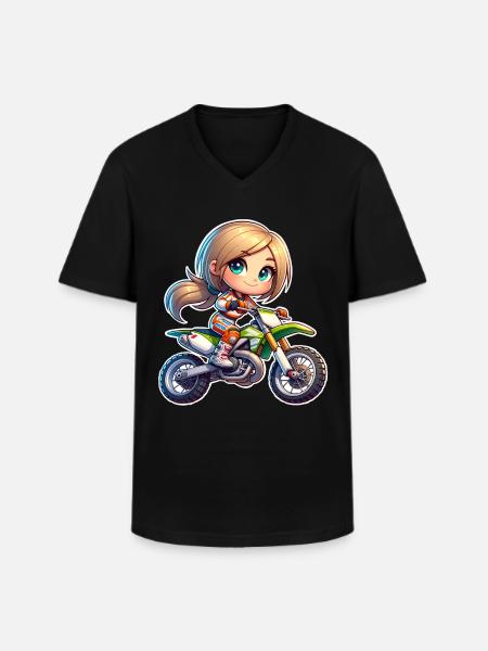 Motocross Women Girls Girl - Men's V-Neck T-Shirt - black
