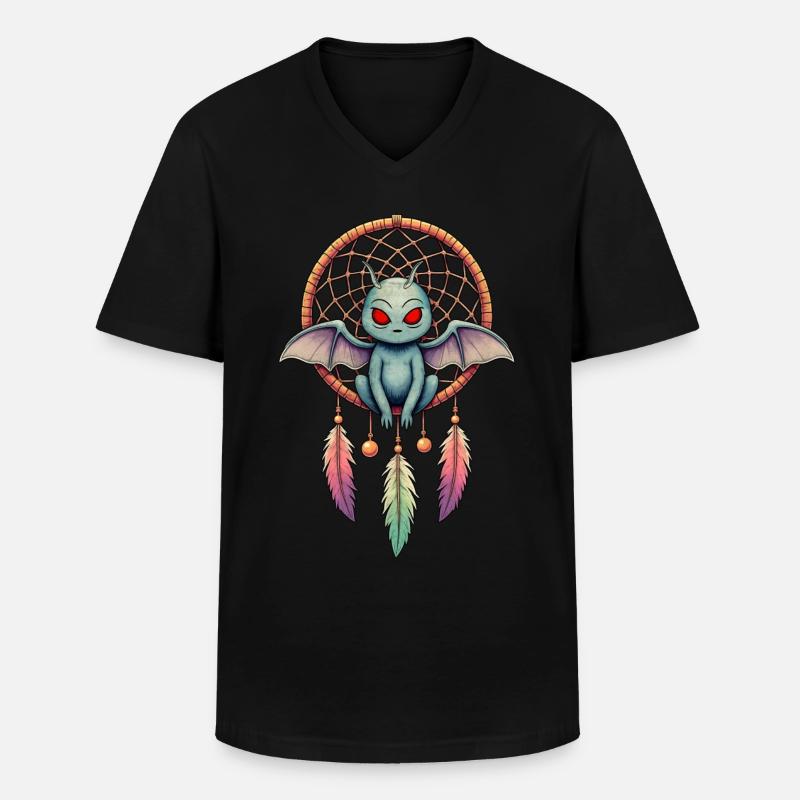 Traumfänger Mothman - Männer-T-Shirt mit V-Ausschnitt - Schwarz