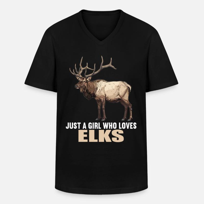 Elche Elch - Männer-T-Shirt mit V-Ausschnitt - Schwarz
