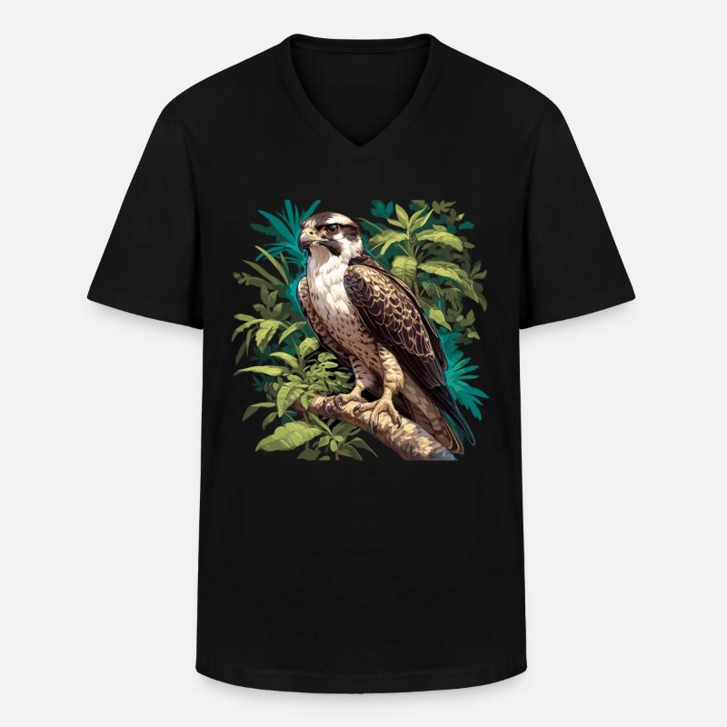 Falken Falke - Männer-T-Shirt mit V-Ausschnitt - Schwarz