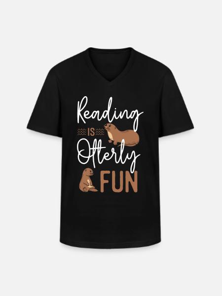 Otter Reading Teacher Literature - Men's V-Neck T-Shirt - black