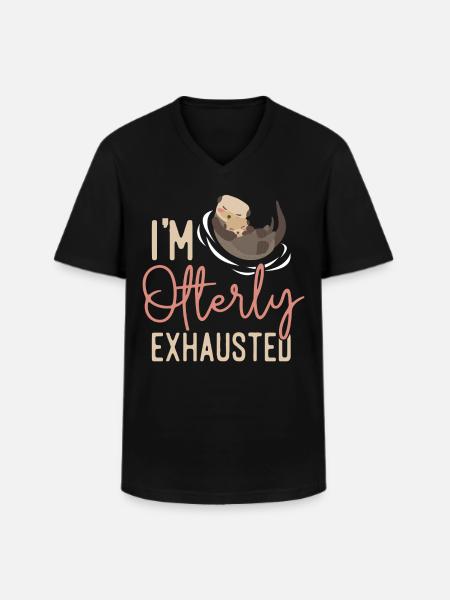 Otter I'm Otterly Exhausted - Männer-T-Shirt mit V-Ausschnitt - Schwarz