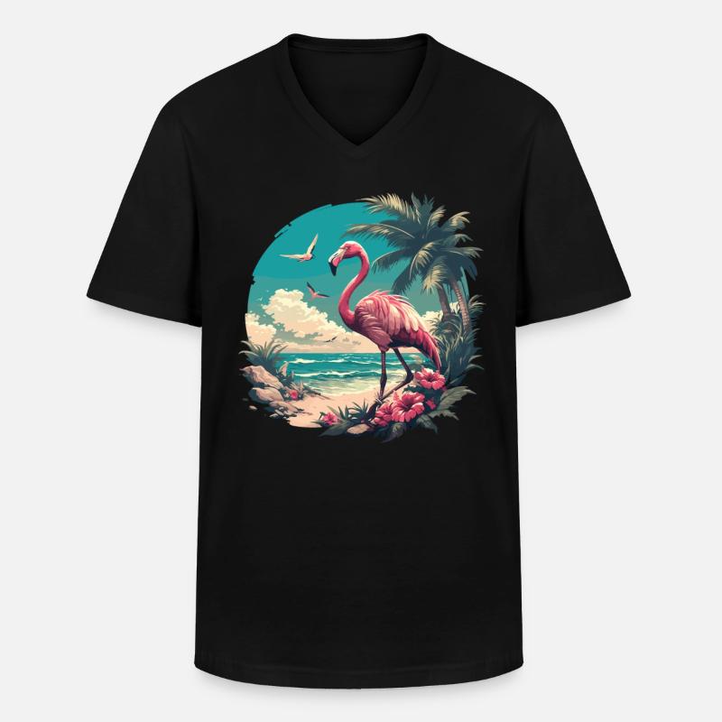 Flamingos Flamingo - Männer-T-Shirt mit V-Ausschnitt - Schwarz