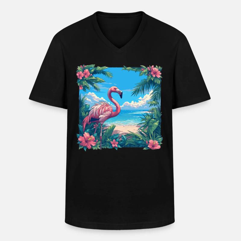 Flamingos Flamingo - Männer-T-Shirt mit V-Ausschnitt - Schwarz