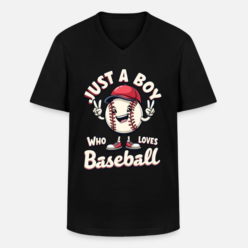 Baseball, Baseballspieler, Junge, Baseballer - Männer-T-Shirt mit V-Ausschnitt - Schwarz