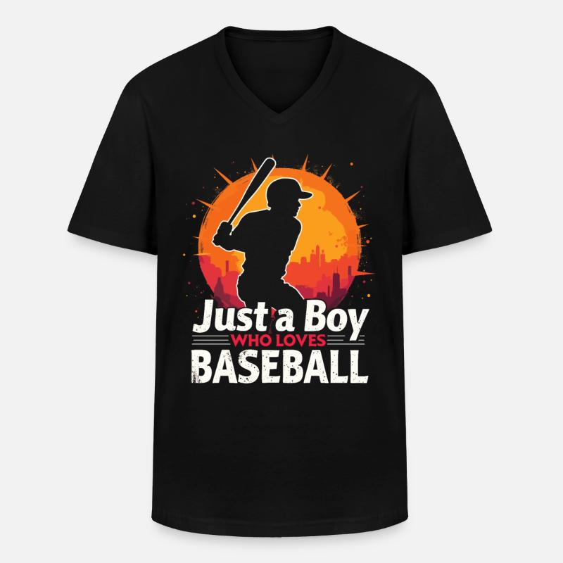 Baseball, Baseballspieler, Junge, Baseballer - Männer-T-Shirt mit V-Ausschnitt - Schwarz