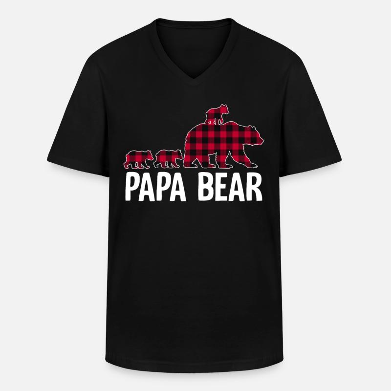 Papa Bear - Männer-T-Shirt mit V-Ausschnitt - Schwarz