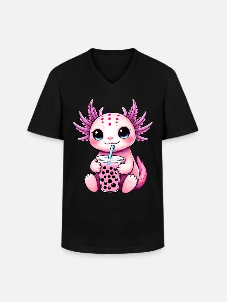 Axolotl Bubble Tea - Men's V-Neck T-Shirt - black