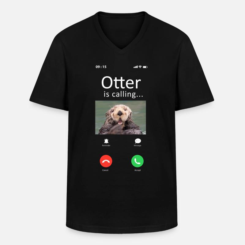 Otter Phone Display Otter Is - Männer-T-Shirt mit V-Ausschnitt - Schwarz