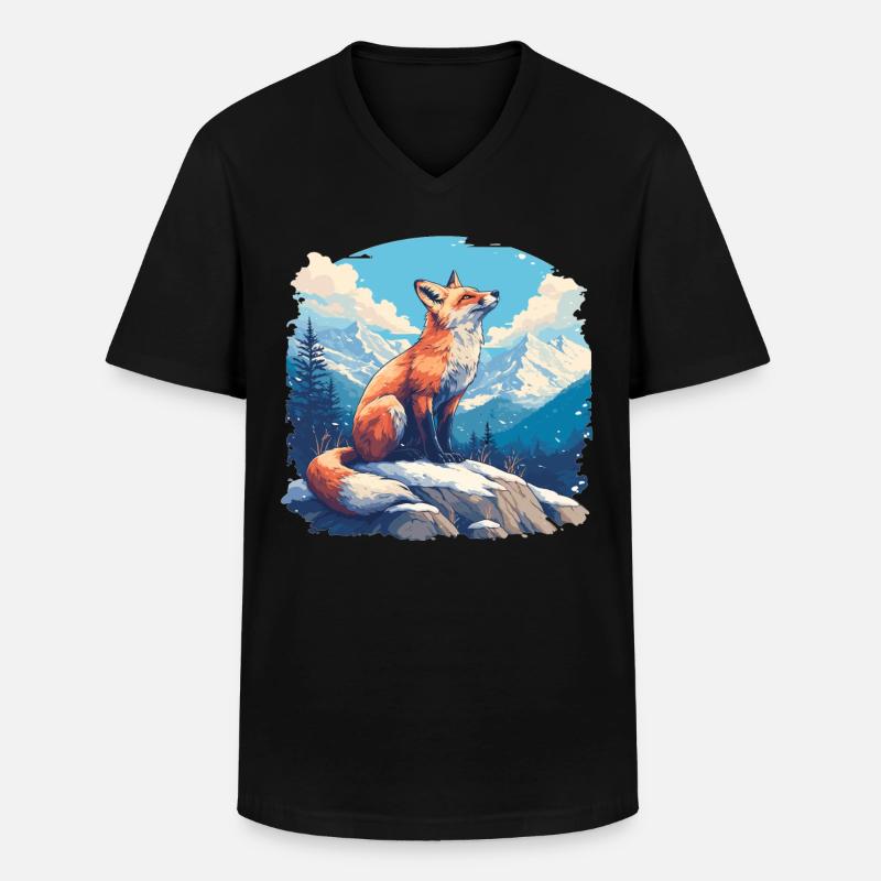 Foxes Fox - Men's V-Neck T-Shirt - black