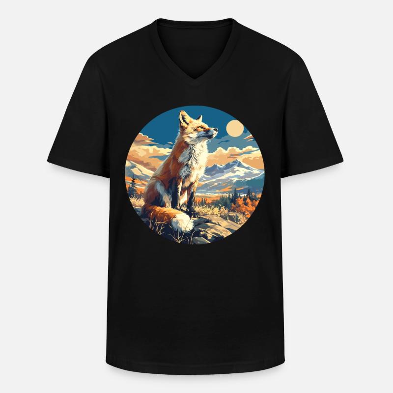 Füchse Fuchs - Männer-T-Shirt mit V-Ausschnitt - Schwarz