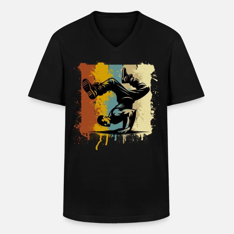 Breakdance - Männer-T-Shirt mit V-Ausschnitt - Schwarz