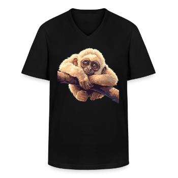 Gibbons Gibbon - Männer-T-Shirt mit V-Ausschnitt - Schwarz - Vorne - AI Model Male 178 dark (178cm)