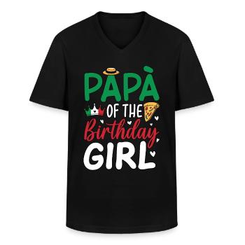 Papà De La Fille D’anniversaire - T-shirt col V Homme - noir - Devant - AI Model Male 178 dark (178cm)