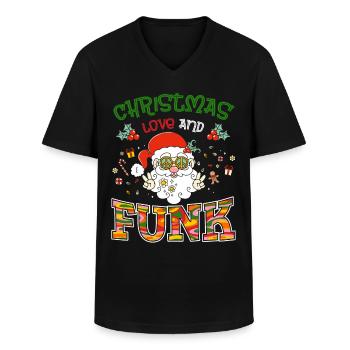 Christmas, Love and Funk – Festive Groove Music - Männer-T-Shirt mit V-Ausschnitt - Schwarz - Vorne - AI Model Male 178 dark (178cm)