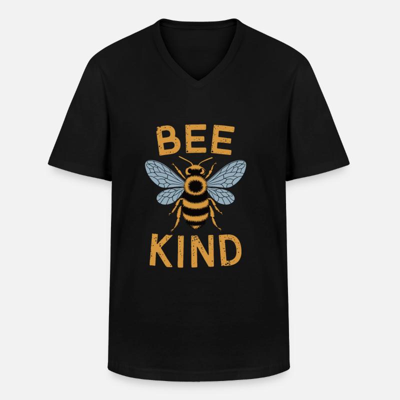 bee kind - Männer-T-Shirt mit V-Ausschnitt - Schwarz