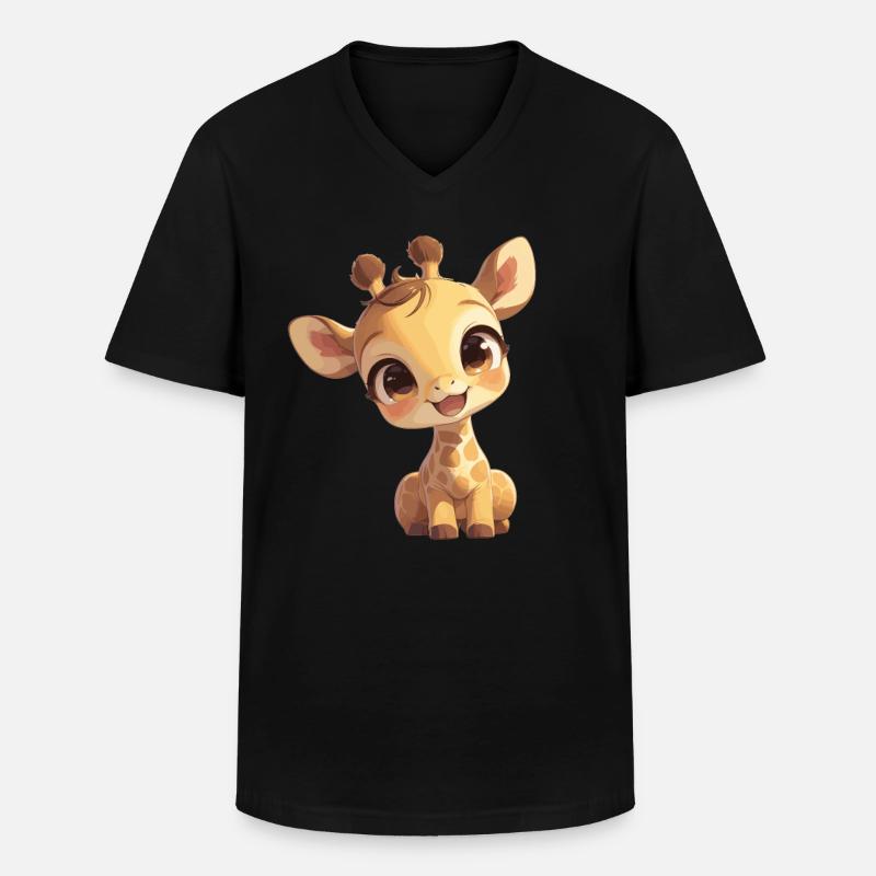 Giraffen Giraffe - Männer-T-Shirt mit V-Ausschnitt - Schwarz