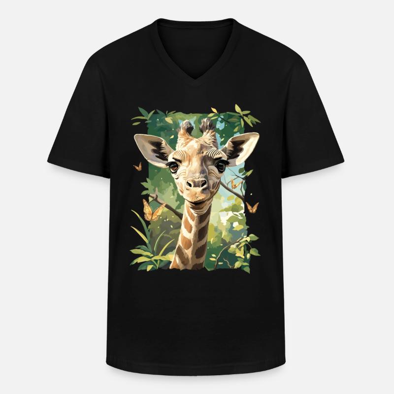 Giraffen Giraffe - Männer-T-Shirt mit V-Ausschnitt - Schwarz