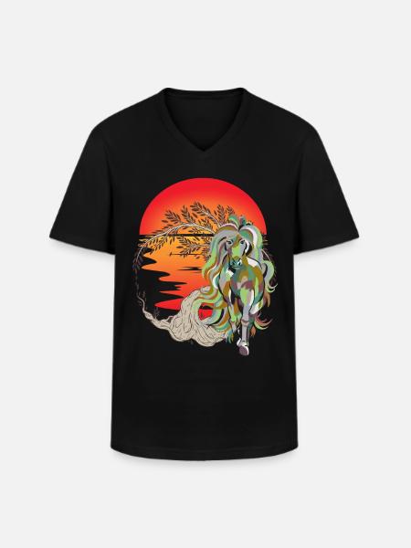 Wildpferd Wildpferde Pferd Pferde - Männer-T-Shirt mit V-Ausschnitt - Schwarz