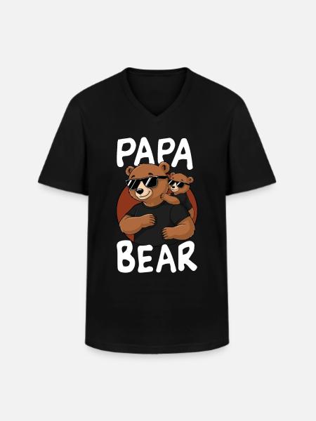 Papa Bear - Men's V-Neck T-Shirt - black