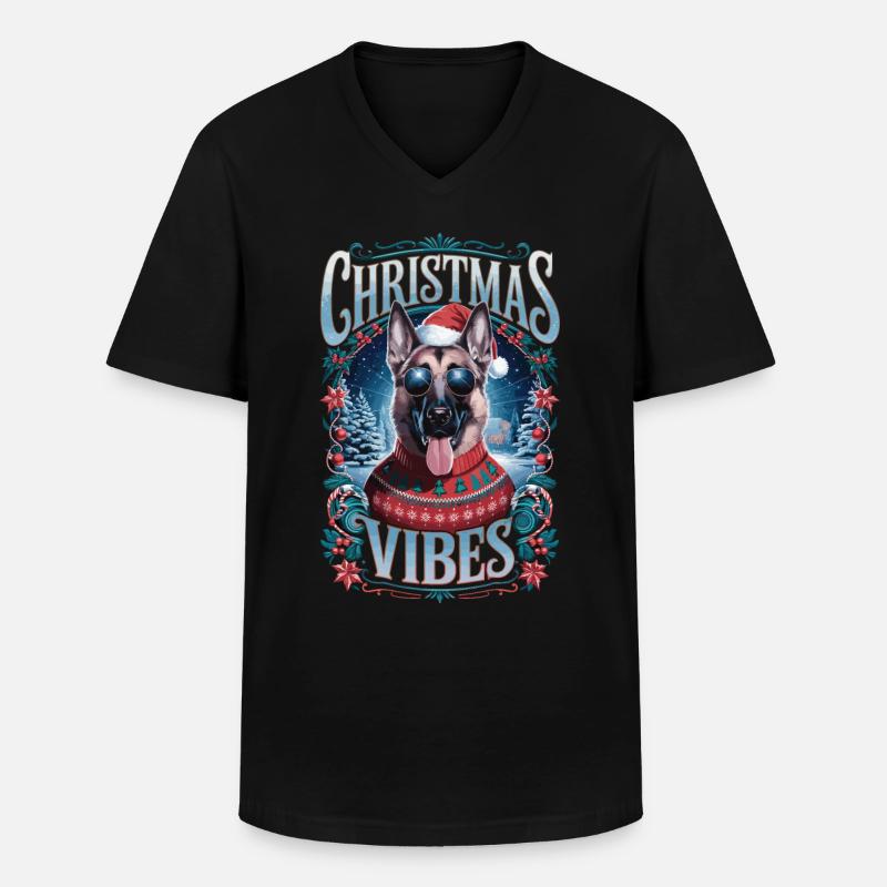 Schäferhund Christmas Vibes - Männer-T-Shirt mit V-Ausschnitt - Schwarz