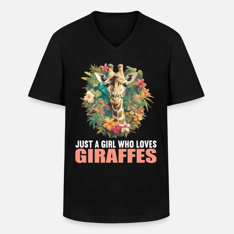Giraffen Giraffe - Männer-T-Shirt mit V-Ausschnitt - Schwarz