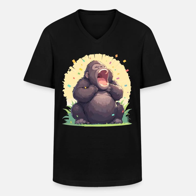 Gorillas Gorilla - Männer-T-Shirt mit V-Ausschnitt - Schwarz