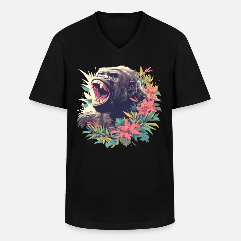 Gorillas Gorilla - Männer-T-Shirt mit V-Ausschnitt - Schwarz
