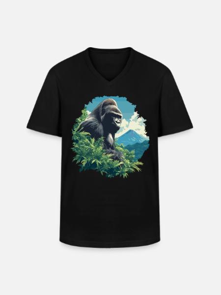 Gorilles Gorilles - T-shirt col V Homme - noir