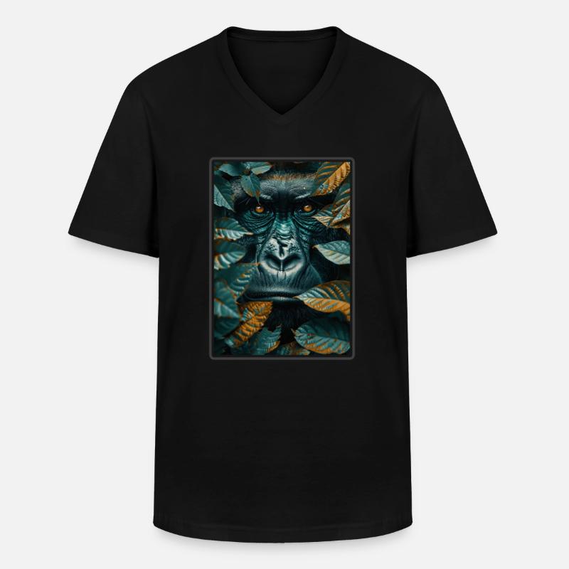 Gorillas Gorilla - Männer-T-Shirt mit V-Ausschnitt - Schwarz